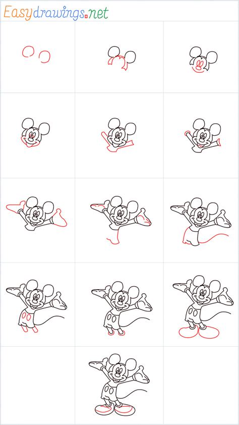 How To Draw A Mickey Mouse Step by Step- [13 Easy Phase]