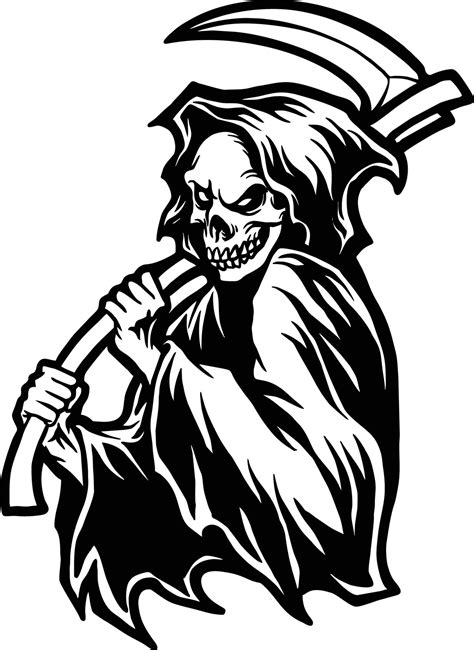 Grim Reaper Skull Drawing Silhouette Vector illustrations for your work Logo, mascot merchandise ...