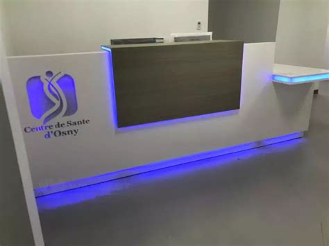 FRONT DESK WITH LOGO | Reception desk, Reception desk office furniture, Modern reception desk