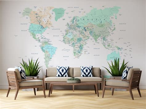 Customized Large World Map Wallpaper World Map World Map - Etsy