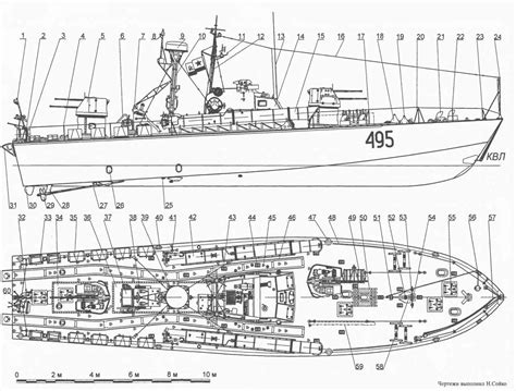 Large Torpedo boat Project 183 Blueprint - Download free blueprint for 3D modeling