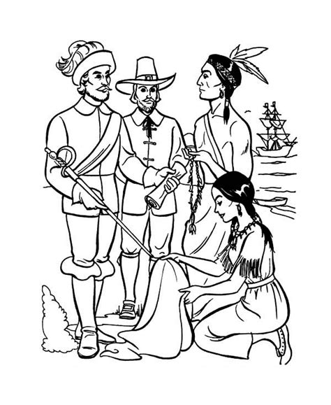 Early Pilgrim Plymouth Colony Thanksgiving Day History' Coloring Page ...