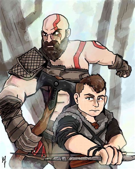 Kratos and Atreus by Korczak on Newgrounds