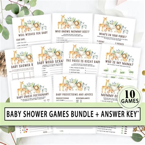 Safari Baby Shower Games Package, Safari Baby Shower Games Bundle, Jungle Baby Shower Games ...