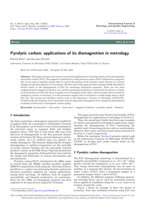 (PDF) Pyrolytic carbon: applications of its diamagnetism in metrology