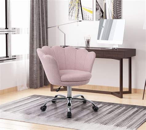 Home Office Swivel Chair, Linen Fabric Shell Chair with Adjustable Height&360 Degrees Swivel ...