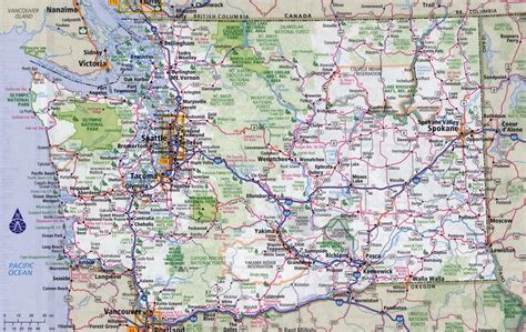 Large detailed roads and highways map of Washington state with all cities | Vidiani.com | Maps ...