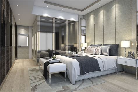 luxury modern bedroom suite in hotel with wardrobe 3D model MAX 3DS FBX