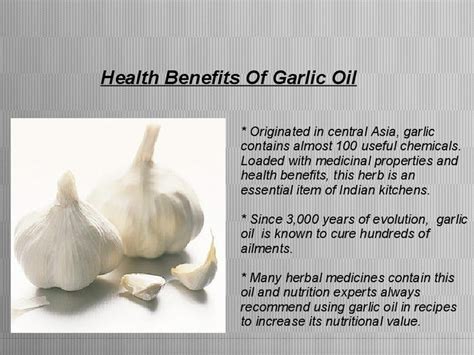 Health Benefits Of Garlic Oil