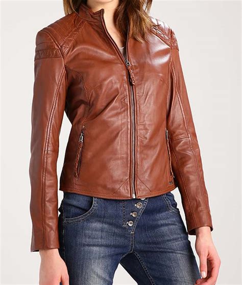 Café Racer Style Womens Brown Leather Jacket - USA Jacket