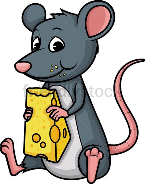 Mouse Eating Cheese Cartoon Clipart Vector - FriendlyStock