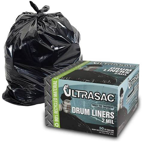 Heavy Duty 55 Gallon Trash Bags - (Large 50 Pack /w Ties) - 2 MIL Industrial Strength Plastic ...