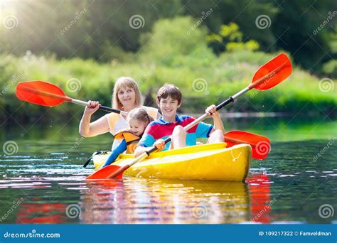 Child on Kayak. Kids on Canoe. Summer Camping. Stock Photo - Image of fishing, fish: 109217322