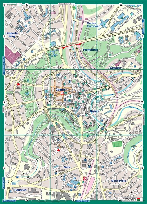 Large detailed tourist map of Luxembourg city center. Luxembourg city ...