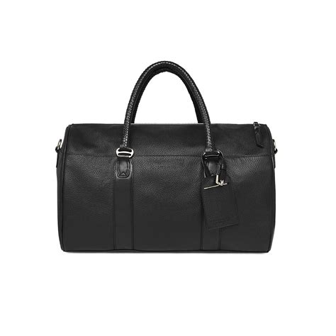 Black Travel Leather Duffle Bag Elegant Design