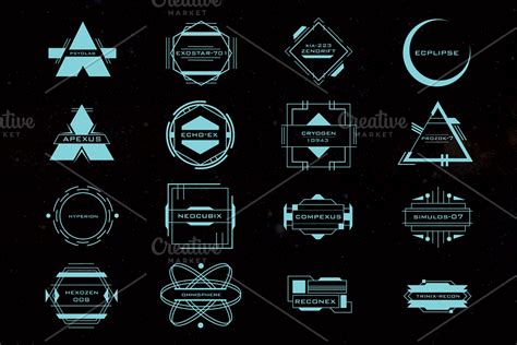 16 Sci-Fi Tech Space Logos | Custom-Designed Graphic Objects ~ Creative Market