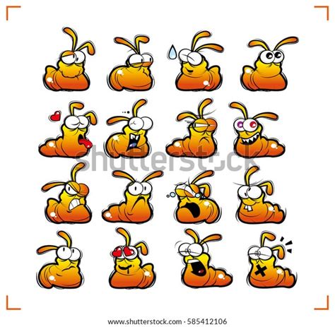 Emoticon Set Cartoon Style Slug Stock Vector (Royalty Free) 585412106 ...