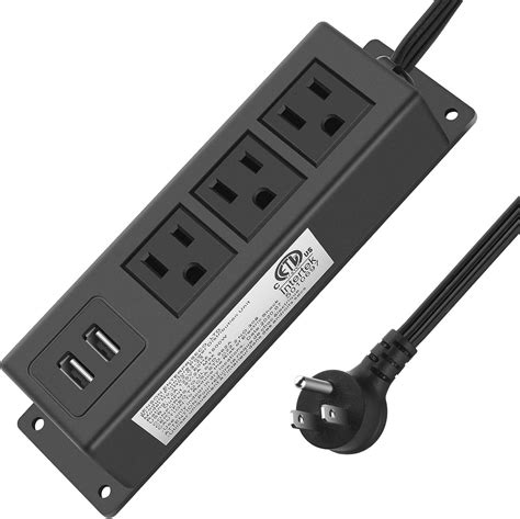 Buy CCCEI 3 Outlets Wall Mount Power Outlet Strip with USB, Under Desk Power Strip Mountable ...