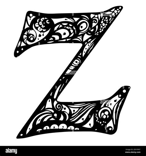 Handsomely decorated letter z in upper case. Design Vector with Black Color. tattoo template or ...