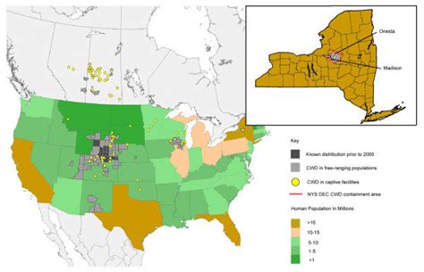 Spatial distribution of CWD in the United States and Canada. The CWD ...