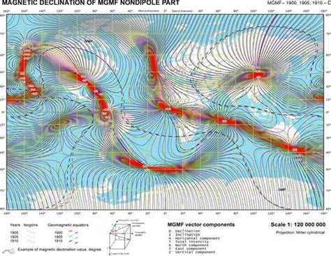 18. Maps of magnetic declination of the MGMF nondipole part for years... | Download Scientific ...