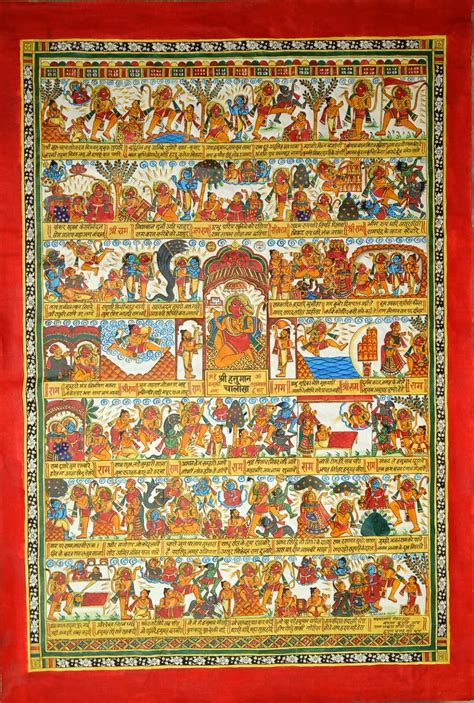 Sri Hanuman Chalisa - Phad painting (40" x 60") - International Indian Folk Art GalleryPhad ...