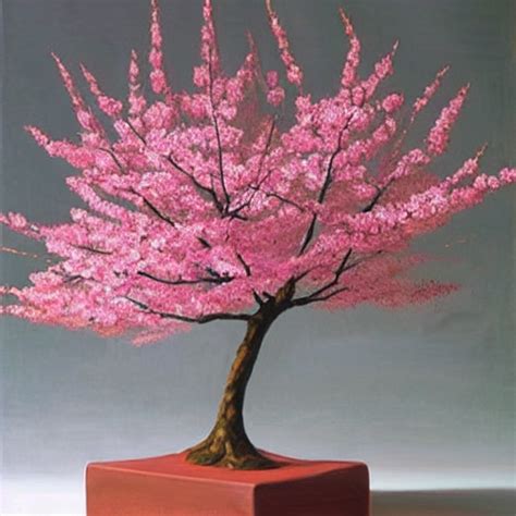 prompthunt: a sculpture of sakura tree on the table, hyperrealism oil painting