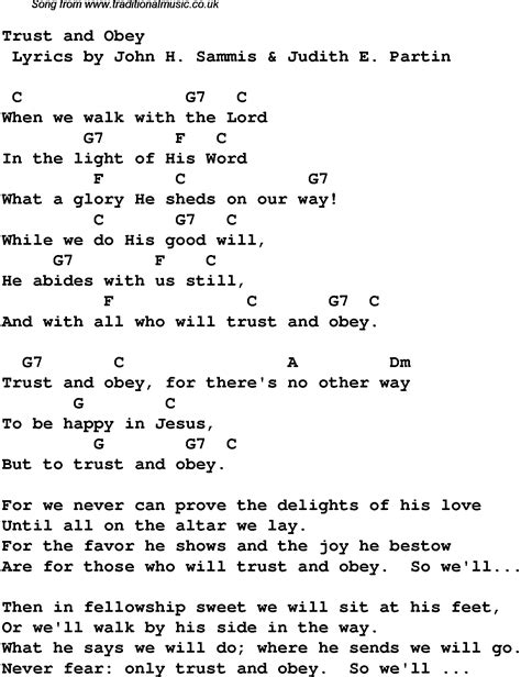 Trust And Obey - Christian Gospel Song Lyrics and Chords