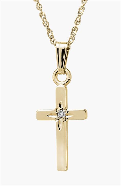 Mignonette 14k Gold & Diamond Cross Necklace (Girls) | Nordstrom