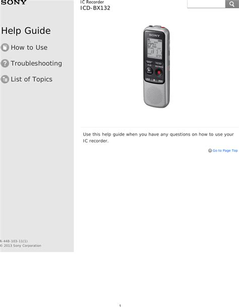 Sony Cassette Player Icd Bx132 Users Manual Help Guide | Top