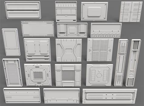 3D model Sci-Fi Panels - 20 pieces - Collection - 2