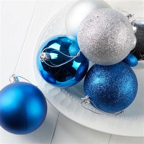 Blue and Silver Christmas Ball Ornaments - Christmas Ornaments - Christmas and Winter - Holiday ...