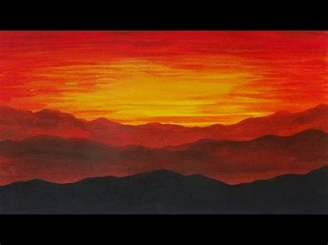 Acrylic Painting Sunset on the Mountains Landscape Painting - YouTube