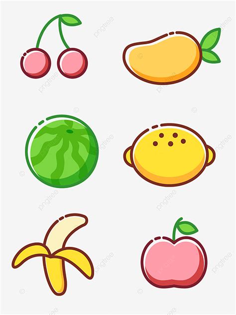 Buah Buahan Kartun : Cute Fruits Tropical In Summer Cartoon Illustration Png Images Eps Free ...