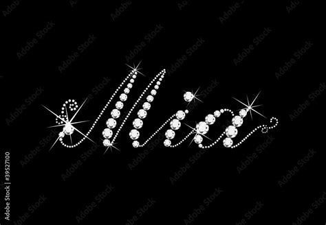 Mia girl name with diamonds Stock Vector | Adobe Stock