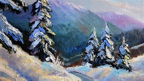 Winter Forest Oil Painting Original Art Landscape Artwork | Etsy