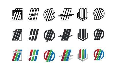 a collection of straight line logo designs with a slight slant of ...