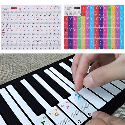 1Pc 61/88 Keys Piano Keyboard Sound Name Stickers Piano Keyboard Keys Electronic Keyboard ...