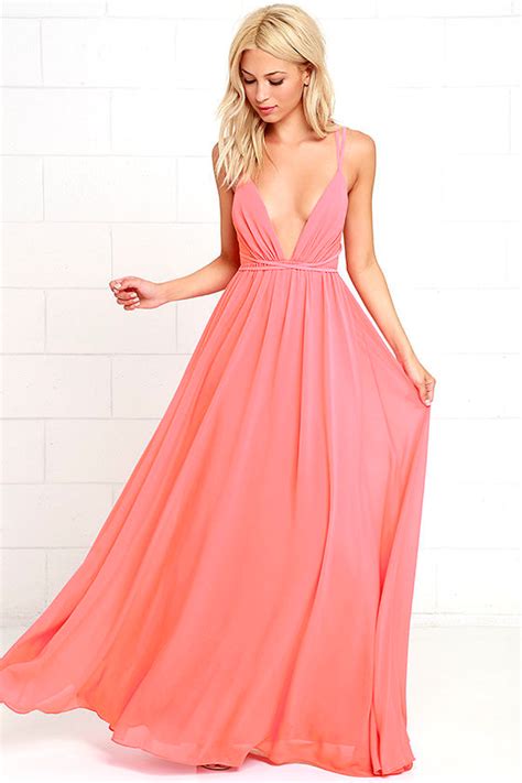 Coral Pink Dress - Maxi Dress - Pink Gown - $86.00 - Lulus