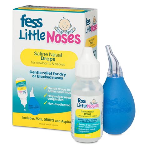 FESS LITTLE NOSES Saline Nasal Drops + Aspirator 25 mL - Adore Pharmacy