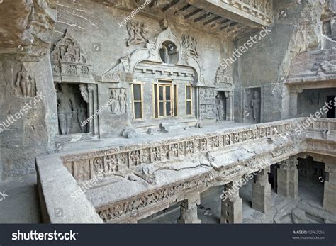 Facade Of Ancient Rock Carved Buddhist Temple (Vishwakarma Cave Temple), Ellora Caves Near ...