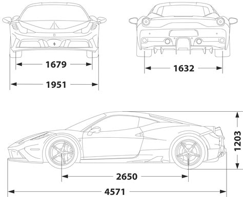 Ferrari 458 Speciale 2013 Blueprint - Download free blueprint for 3D modeling