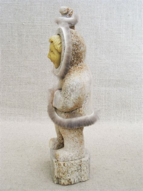 Vintage Inuit Male Portrait Bone Carving, Signed Norman, Folk Art Eskimo Figure, Hand Carved