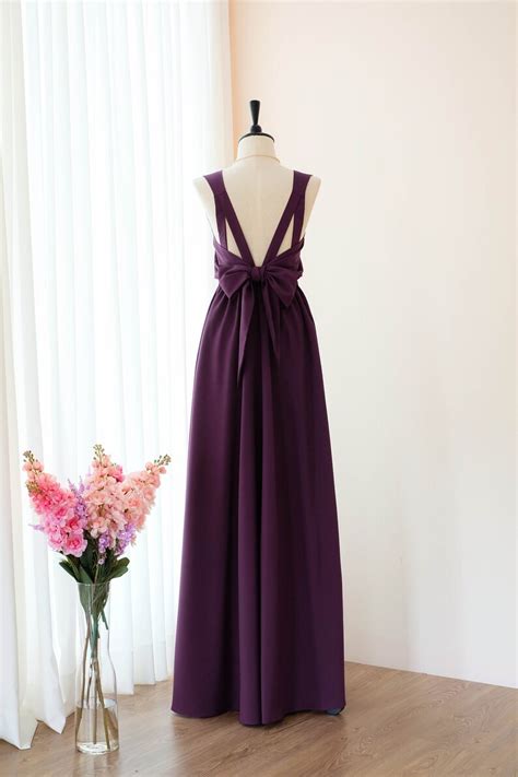 Purple Plum dress Long Bridesmaid dress Wedding Dress Long | Etsy