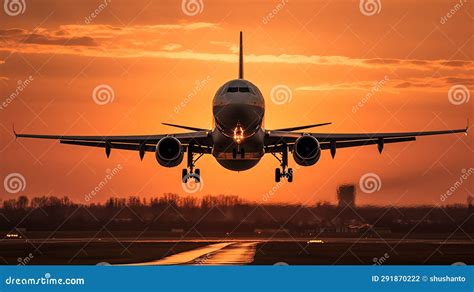 Plane Flying Towards the Sunset Stock Illustration - Illustration of airliner, business: 291870222