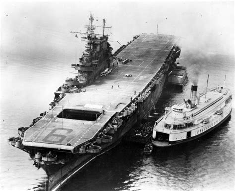 [Photo] USS Enterprise at anchor in Puget Sound, Washington, US, 7 Jun 1945 still with no ...