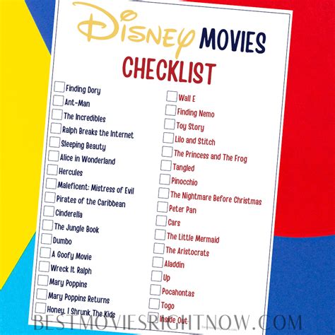 Disney Movies Checklist - Best Movies Right Now