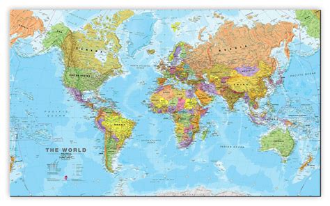 Large World Wall Map Political (Canvas)