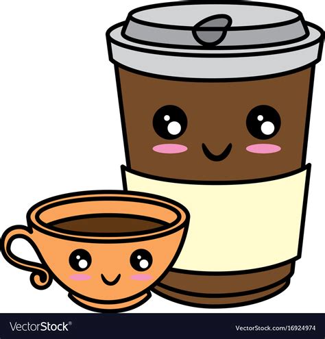 Coffee to go kawaii cute cartoon Royalty Free Vector Image