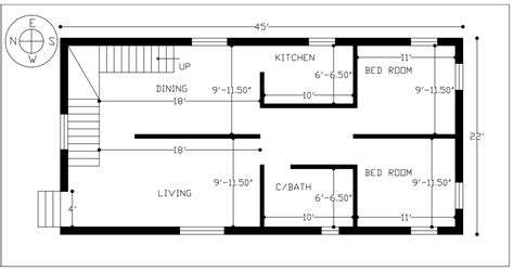 22' × 45' Low Budget Simple House Design | 2 Bhk House Plan | Cost Estimate.